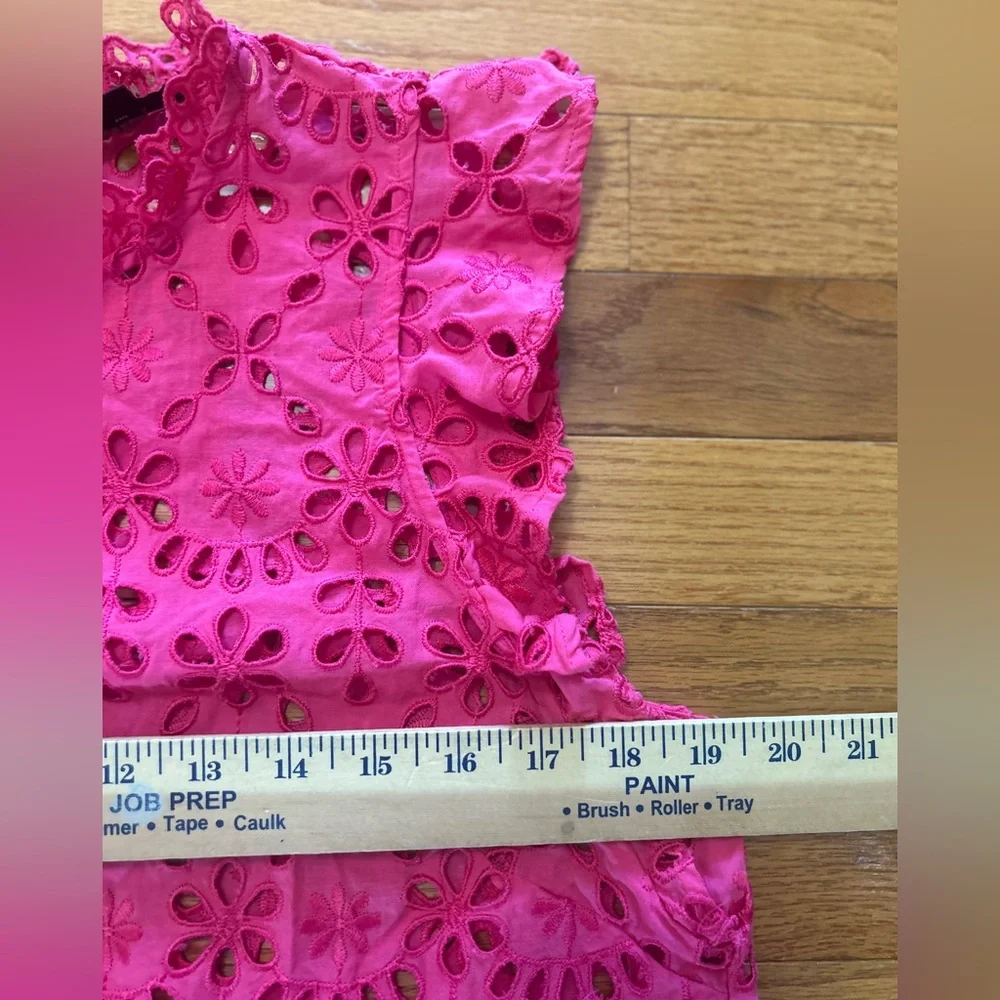 J Crew Blouse Women’s Size L Pink Eyelet Ruffle Sleeveless Tank Summer - Picture 5 of 10